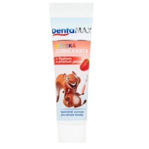 Zubní pasta dětská Dentamax jahoda 50ml Zubní dětská pasta s fluórem a příchutí jahod. Speciálně vyvinutá pro dětské zoubky. Pro čištění zubů pod dohledem dospělého použijte množství o velikosti zrnka hrachu