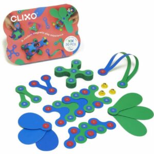 Magnetická stavebnice CLIXO Crew modrozelená 30 ks Zboží II. jakosti: Produkt byl využit jako předváděcí kus