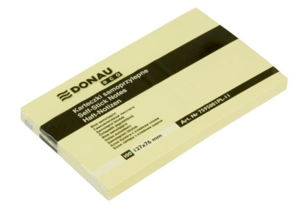 Lepicí blok 76x127/100l žlutý Lepicí blok 76x127/100l žlutý Samolepicí bloček se 100 poznámkovými listy. Ideální pro poznámky a vzkazy. Parametry:Rozměr bločku: 127x76 mm.Samolepicí pruh podél delší stranyCetifikace Blue Angel