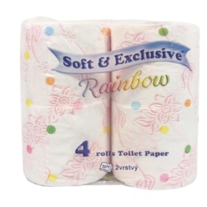 Toaletní papír  200 2vrs. Exclusive RAINBOW ražba Toaletní papír Exclusive RAINBOW je ideální volbou pro vaši domácnost. Tento toaletní papír je vyroben z prvotřídní celulózy