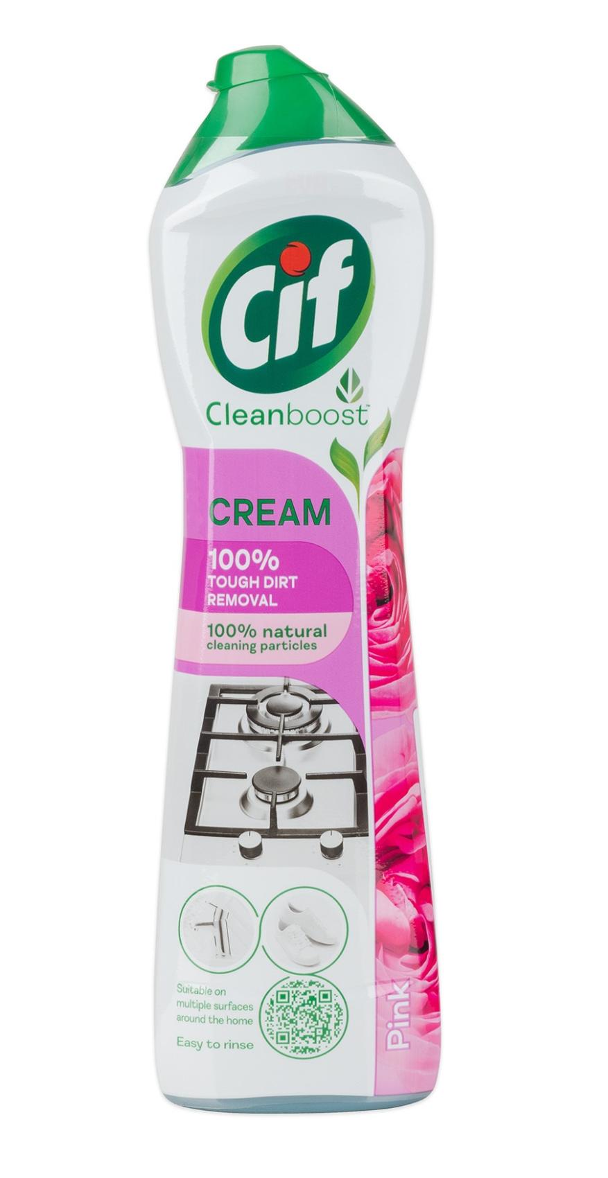CIF cream 500ml 750g pink CIF cream 500ml 750g pink Cif Cream krémový abrazivní čisticí přípravek. Snadno uvolní nečistoty a vyčistí i zdánlivě nevyčistitelné v celém domě