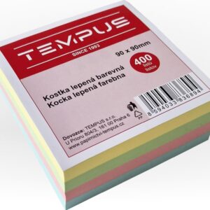 Blok kostka 9x9cm/400listů barevný lepený Náhradní poznámkový papír v barevném provedení určený k umístění do stojánku. Listy jsou lepeny do bloku. Poznámkové kostky jsou nepostradatelnou pomůckou na každém pracovním stole. Parametry:Rozměry: 9 x 9 cmBarva: bílá Balení: 1 ks (400 ks)
