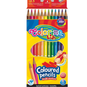 Pastelky Colorino trojhranné 12 barev mix motivů Trojhranné pastelky s vysokým obsahem pigmentu pro krásné a syté barvy. Ergonomický tvar pastelky umožňuje snadné držení a lehké malování. Lepená tuha po celé délce zamezuje zlomení při pádu pastelky.