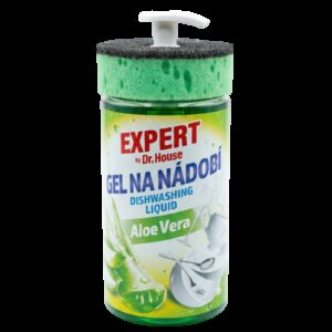 Gel na nádobí Dr. House s houbičkou 750ml Prémiový gel na nádobí s jemnou vůní aloe vera