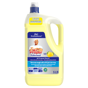 Mr. Proper universal 5l citron Univerzální čistící prostředek Mr. Proper pro rychlé a snadné umývání podlah a velkých ploch. Jeho složení s bezpečnou hodnotou pH je vhodné pro širokou škálu povrchových materiálů včetně lakovaného dřeva a laminátu. 