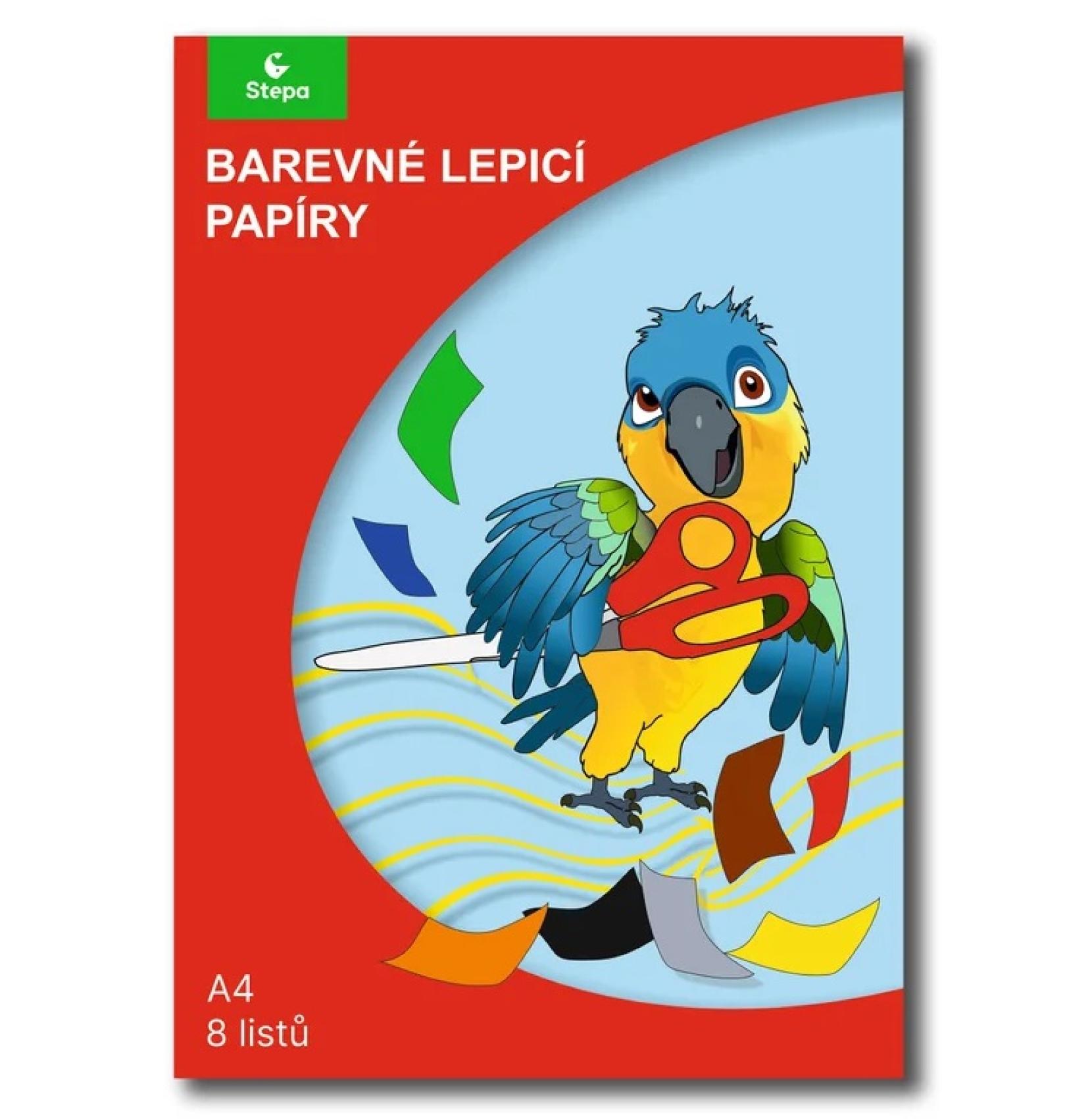Barevné papíry lepicí 8 listů Barevné papíry lepicí 8 listů Barevný lepicí papír A4 ve složce - 8 barevných lepicích papírů (oranžová