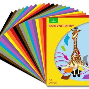 Barevné papíry nelepicí 20 listů Barevný papír A4 ve složce - 20 barevných nelepicích papírů (žlutá