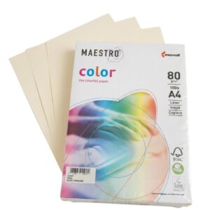 Papír barevný Color A4/80gr krémový CR20 Kvalitní multifunkční barevný kopírovací papír vyznačující se výbornou potiskovatelností a perfektním rozložením barevných pigmentů.