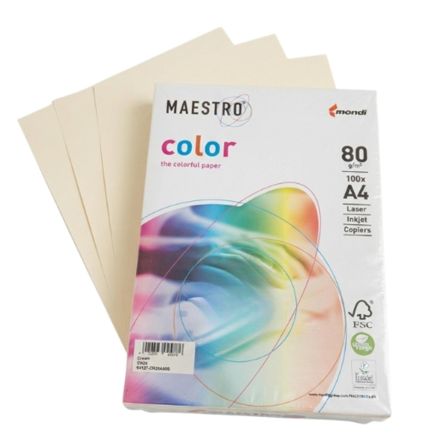 Papír barevný Color A4/80gr krémový CR20 Papír barevný Color A4/80gr krémový CR20 Kvalitní multifunkční barevný kopírovací papír vyznačující se výbornou potiskovatelností a perfektním rozložením barevných pigmentů.