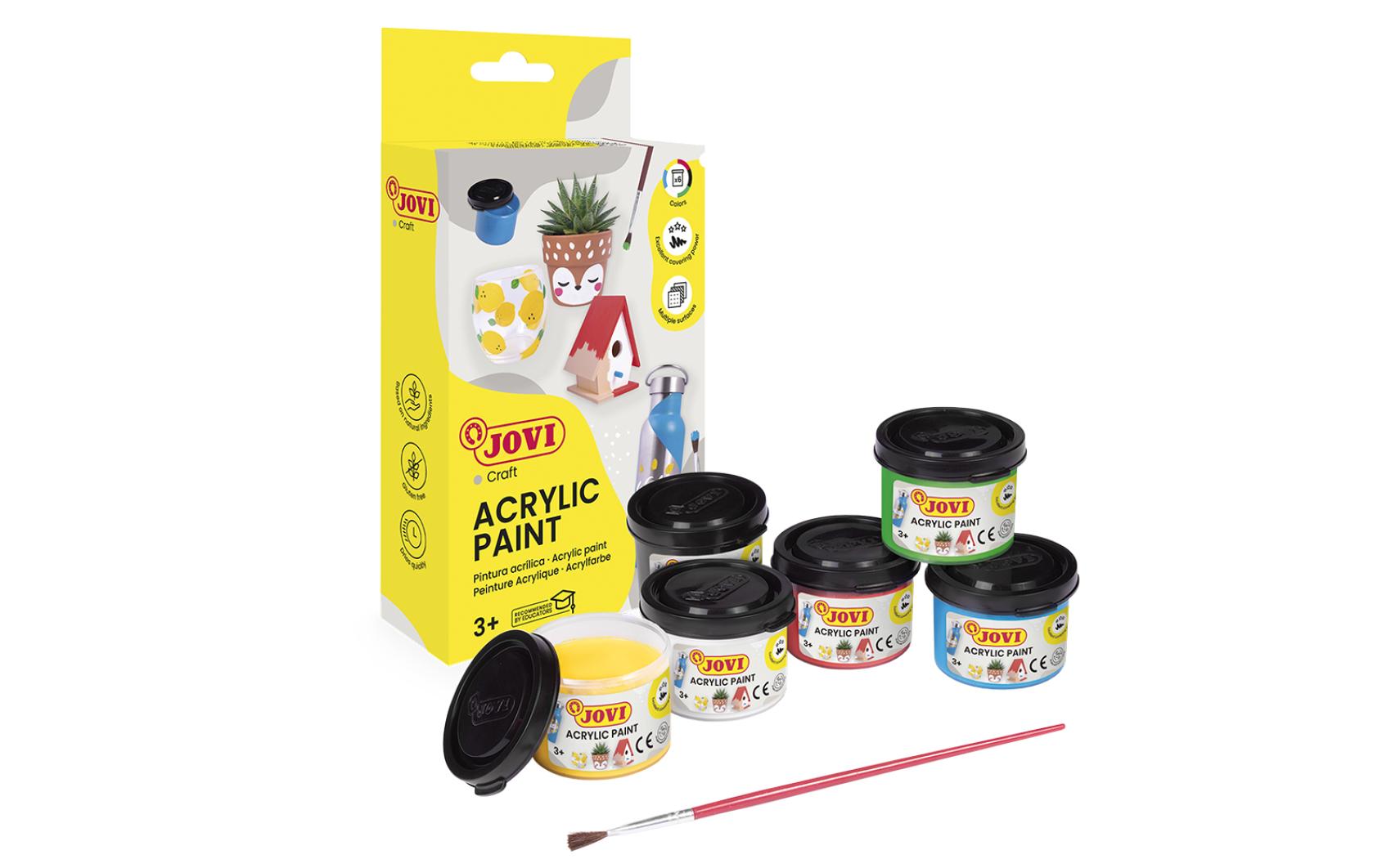Barvy akrylové JOVI 6x55ml + štětec - 670 Barvy akrylové JOVI 6x55ml + štětec - 670 Akrylová barva na vodní bázi