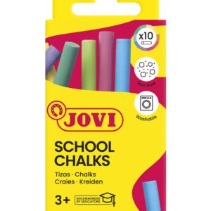 Křídy školní 10 ks JOVI barevné - 1020 Kompaktní školní křídy JOVI představují špičkovou volbu proškolní využití i kreativní domácí tvoření. Tyto křídy jsou vyrobeny z 98 % z přírodního uhličitanu vápenatého