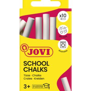 Křídy školní 10 ks JOVI bílé - 1010 Kompaktní školní křídy JOVI představují špičkovou volbu proškolní využití i kreativní domácí tvoření. Tyto křídy jsou vyrobeny z 98 % z přírodního uhličitanu vápenatého
