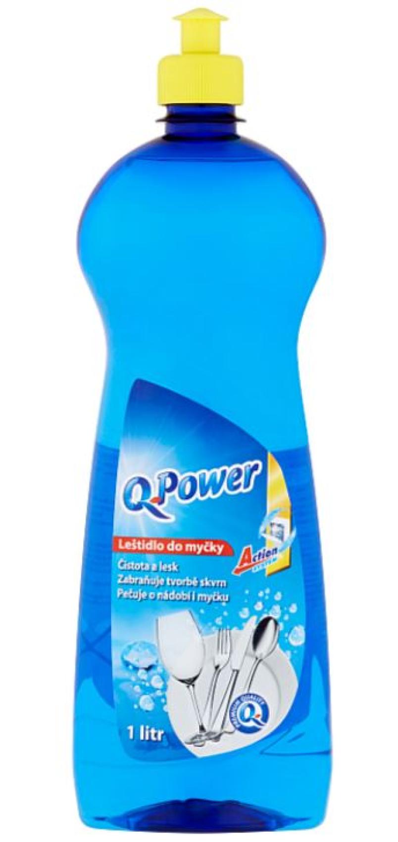 Leštěnka do myčky 1l Q Power Leštěnka do myčky 1l Q Power Leštěnka do myčky Q-power je univerzální koncentrovaný prostředek do myčky nádobí. Má vynikající odmašťovací a čisticí schopnosti. Dobrou pěnivost a příjemnou parfemaci. Leštidlo zabezpečuje lesklé nádobí beze skvrn. Čistota a lesk. Zabraňuje tvorbě skvrn. Pečuje o nádobí i myčku.