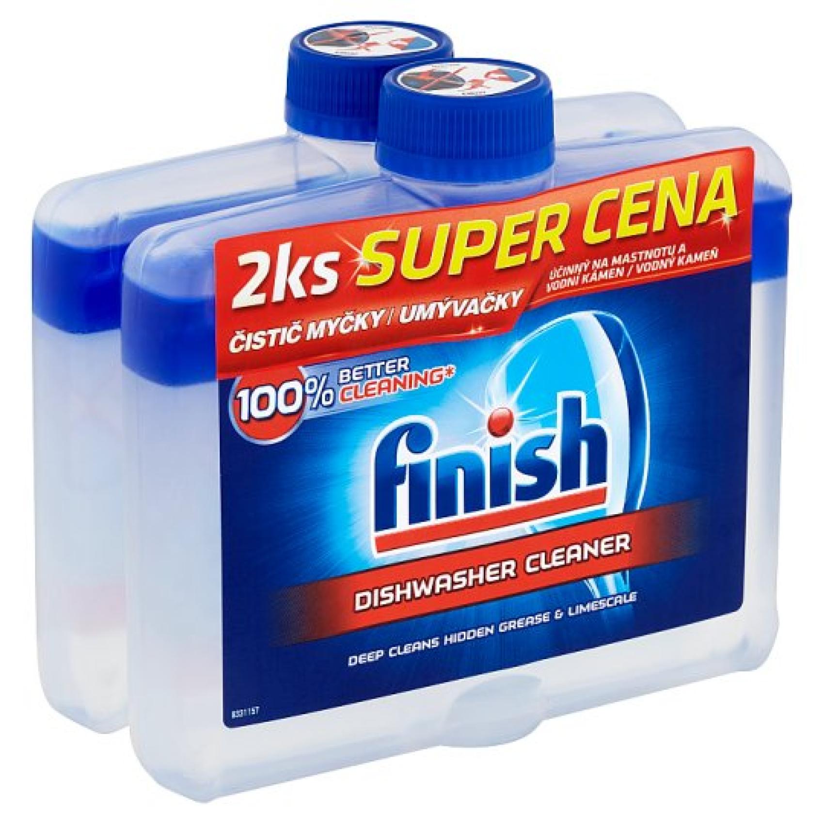 Čistič myčky FINISH Calgonit 250ml 2ks/bal Čistič myčky FINISH Calgonit 250ml 2ks/bal Čistič myčky Calgonit Finish dvousložkový proti mastnotě a vodnímu kameni.