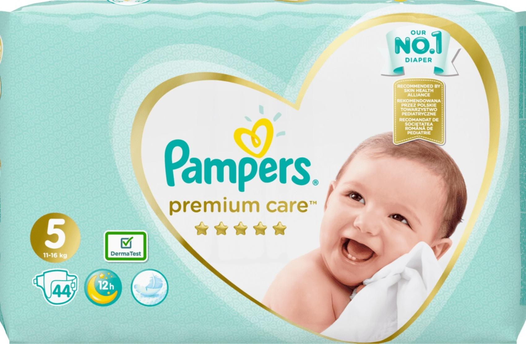 Pleny dětské Pampers Premium Care č.5 11-16 kg/44ks Pleny dětské Pampers Premium Care č.5 11-16 kg/44ks Plenky Pampers Premium Junior poskytují nejlepší možnou ochranu a komfort pro pokožku dítěte. Jsou měkké jako hedvábí a díky trojitému absorpčnímu systému vsakují tekutinu rychle a nanejvýš spolehlivě. Další výhodou těchto plenek je indikátor vlhkosti