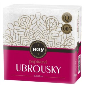 Ubrousky papírové 33x33 bílé 140g Papírové ubrousky jemné jednovrstvé vyrobené ze 100 % celulózy. Vhodné do domácností i restaurací. Dobře sají a jsou velmi příjemné na dotek. Praktické balení po 100 kusech zajišťuje dostatečnou zásobu pro každodenní použití.