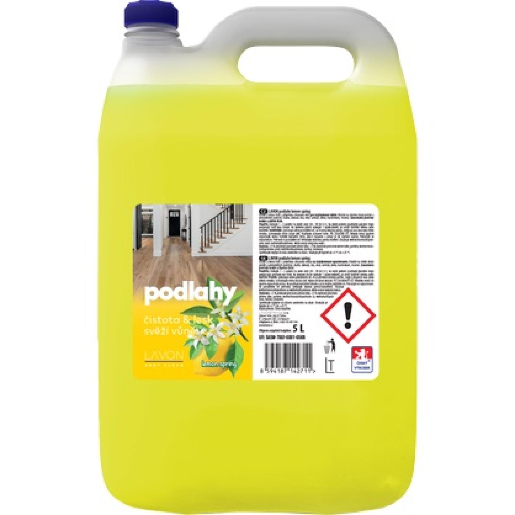 LAVON podlahy a povrchy žlutý 5l LAVON podlahy a povrchy žlutý 5l LAVON na podlahy lemon spring účinný a šetrný čistič s příjemnou citrusovou vůní pro každodenní úklid. Vhodný na všechny druhy podlah a omyvatelných povrchů. Zanechává povrchy lesklé a čisté.