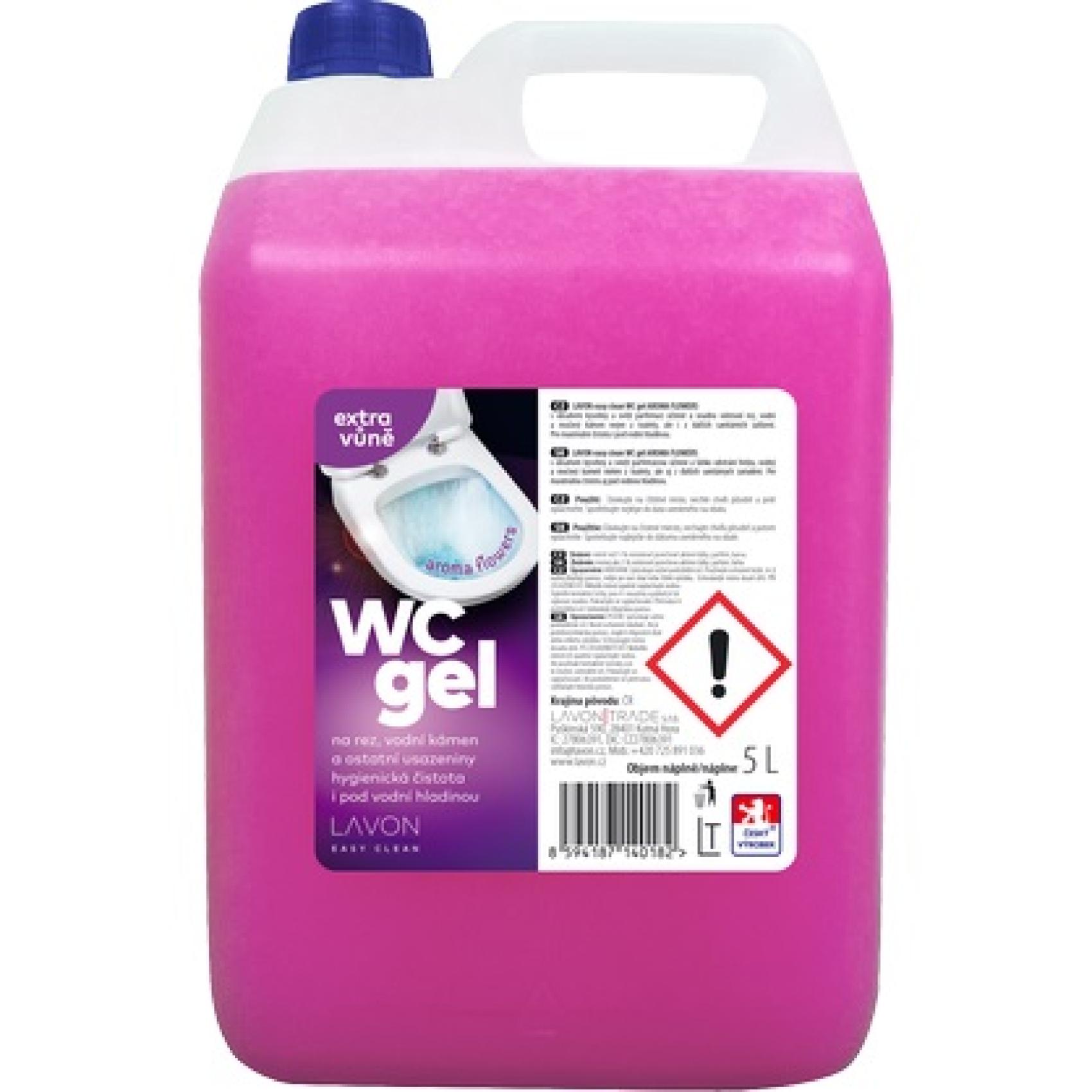 LAVON WC gel 5l vůně květin LAVON WC gel 5l vůně květin LAVON WC gel s květinovou vůní s obsahem kyseliny a svěží parfemací účinně a snadno odstraní rez