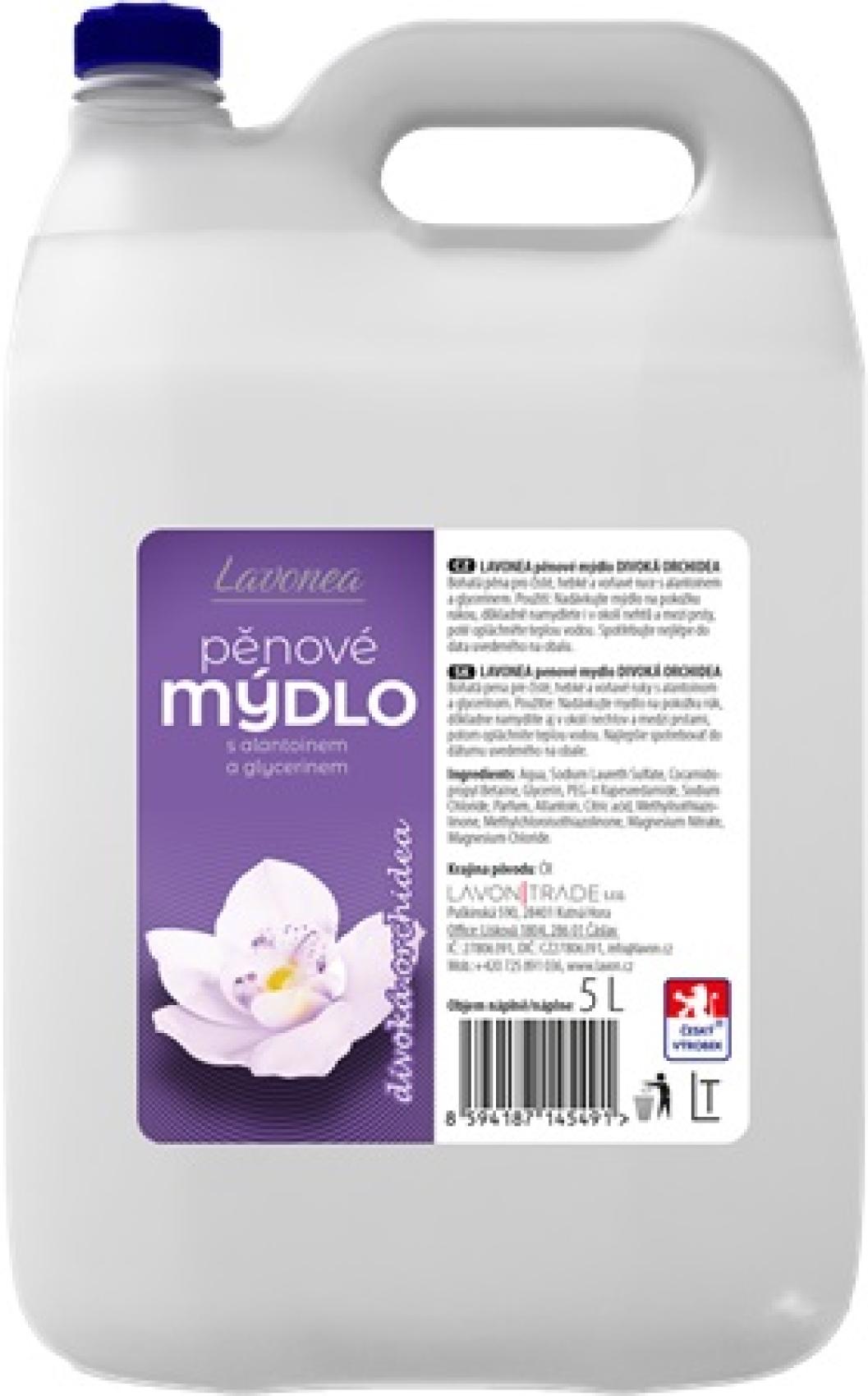 Mýdlo pěnové LAVONEA 5l bílé divoká orchidea Mýdlo pěnové LAVONEA 5l bílé divoká orchidea LAVONEA pěnové mýdlo je prémiová kvalita mýdla s neutrálním pH pro hebké
