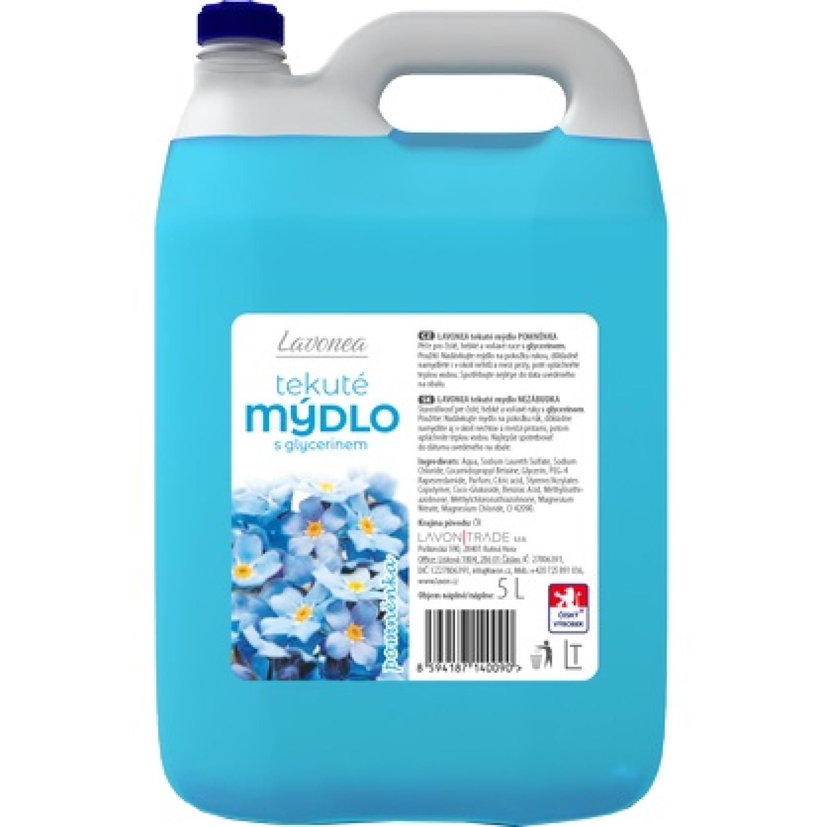 Mýdlo tekuté LAVONEA 5l modré pomněnka Mýdlo tekuté LAVONEA 5l modré pomněnka LAVONEA tekuté mýdlo poměnka je kvalitní mýdlo s neutrálním pH a glycerinem pro hebké
