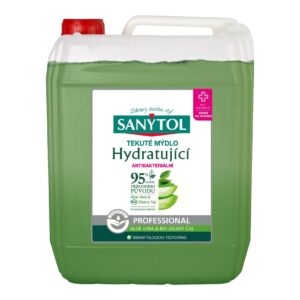 Sanytol dezi antibakteriální hydratující mýdlo 5l Expert na dezinfekci bez chlóru SANYTOL vyvinul speciální hydratující mýdlo s přírodními výtažky Aloe Vera a zeleného čaje se zjemňujícími a hydratačními vlastnostmi. Sanytol zanechá ruce čisté