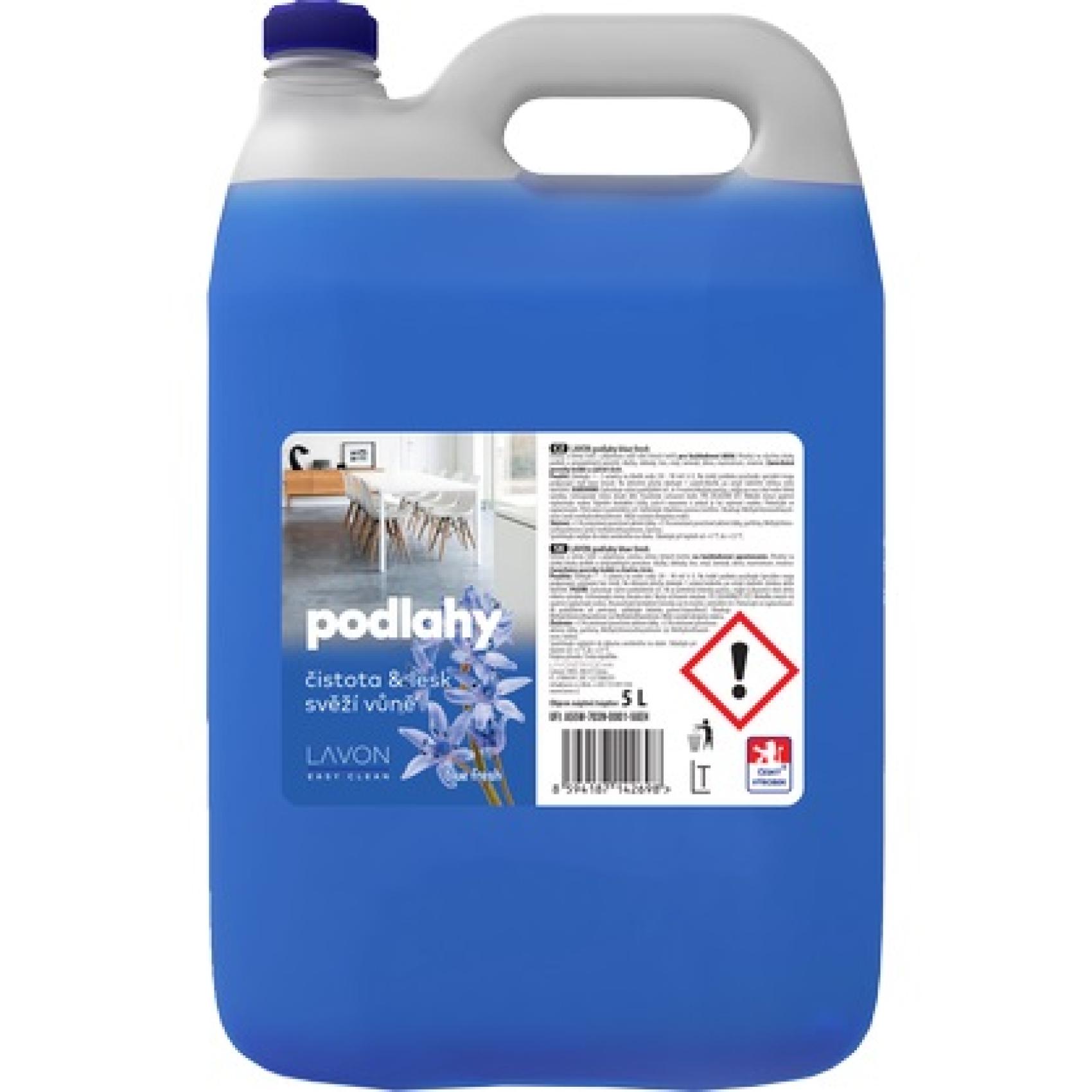 LAVON podlahy a povrchy modrý 5l LAVON podlahy a povrchy modrý 5l LAVON na podlahy blue fresh účinný a šetrný čistič s příjemnou svěží vůní letních květů pro každodenní úklid. Vhodný na všechny druhy podlah a omyvatelných povrchů. Zanechává povrchy lesklé a zářivě čisté.