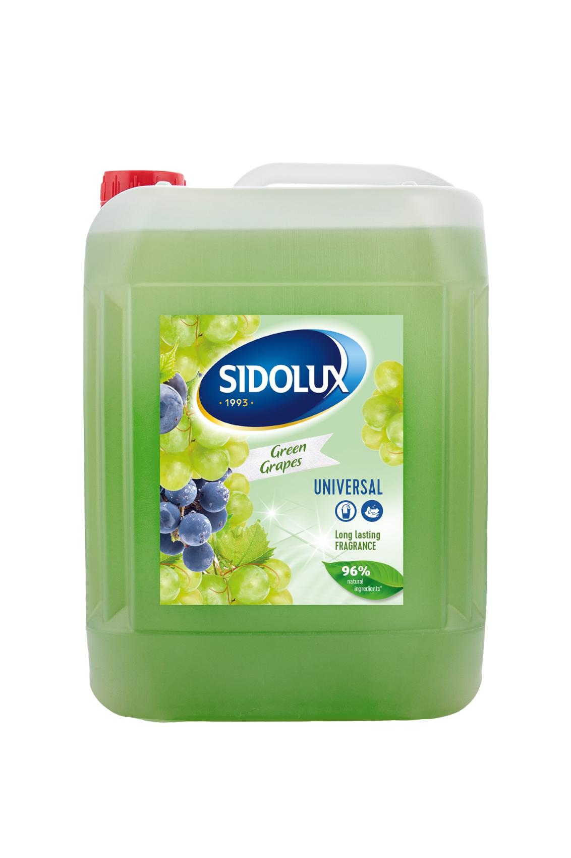 Sidolux Soda Power universal čistič 5l Zelené hrozny /zelený Sidolux Soda Power universal čistič 5l Zelené hrozny /zelený Čisticí prostředek SIDOLUX je vhodný na všechny omyvatelné povrchy. Velmi efektivně emulguje nečistoty díky systému Soda Power a snadněji je díky tomu odstraňuje z mytého povrchu. S prostředkem Sidolux je úklid snadný a příjemný díky vyjímečným vůním
