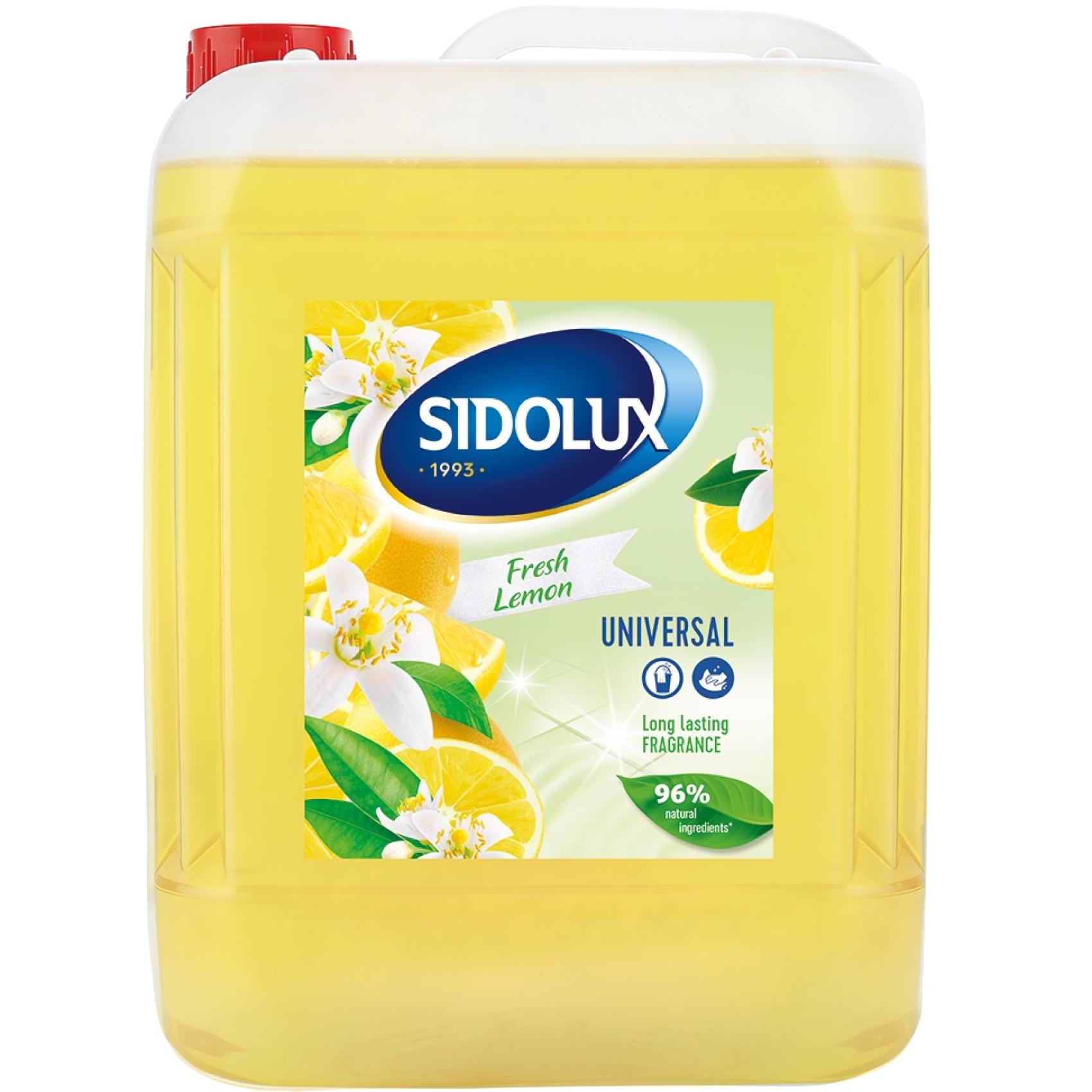 Sidolux Soda Power universal čistič 5l Svěží citrón/žlutý Sidolux Soda Power universal čistič 5l Svěží citrón/žlutý Čisticí prostředek SIDOLUX je vhodný na všechny omyvatelné povrchy. Velmi efektivně emulguje nečistoty díky systému Soda Power a snadněji je díky tomu odstraňuje z mytého povrchu. S prostředkem Sidolux je úklid snadný a příjemný díky vyjímečným vůním