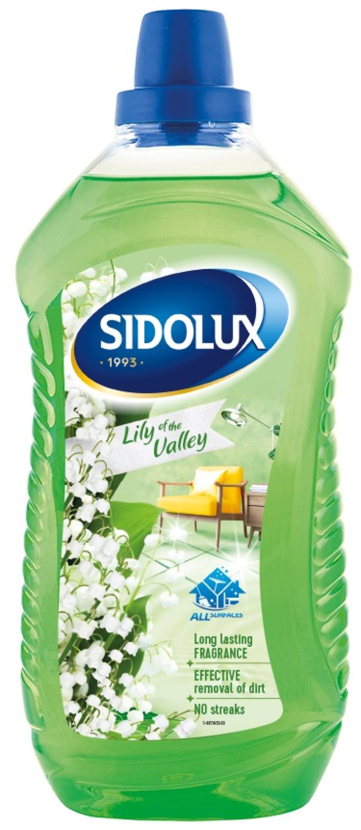 Sidolux Soda Power universal čistič 1l Konvalinka Sidolux Soda Power universal čistič 1l Konvalinka Čisticí prostředek SIDOLUX je vhodný na všechny omyvatelné povrchy. Velmi efektivně emulguje nečistoty díky systému Soda Power a snadněji je díky tomu odstraňuje z mytého povrchu. S prostředkem Sidolux je úklid snadný a příjemný díky vyjímečným vůním