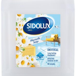 Sidolux Soda Power universal čistič 5l Marseillské mýdlo/bílý Čisticí prostředek SIDOLUX je vhodný na všechny omyvatelné povrchy. Velmi efektivně emulguje nečistoty díky systému Soda Power a snadněji je díky tomu odstraňuje z mytého povrchu. S prostředkem Sidolux je úklid snadný a příjemný díky vyjímečným vůním