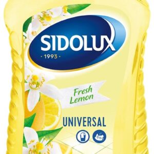 Sidolux Soda Power universal čistič 1l Svěží citron Čisticí prostředek SIDOLUX je vhodný na všechny omyvatelné povrchy. Velmi efektivně emulguje nečistoty díky systému Soda Power a snadněji je díky tomu odstraňuje z mytého povrchu. S prostředkem Sidolux je úklid snadný a příjemný díky vyjímečným vůním