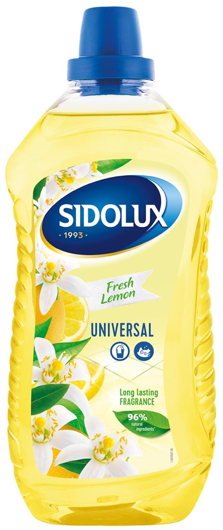 Sidolux Soda Power universal čistič 1l Svěží citron Sidolux Soda Power universal čistič 1l Svěží citron Čisticí prostředek SIDOLUX je vhodný na všechny omyvatelné povrchy. Velmi efektivně emulguje nečistoty díky systému Soda Power a snadněji je díky tomu odstraňuje z mytého povrchu. S prostředkem Sidolux je úklid snadný a příjemný díky vyjímečným vůním