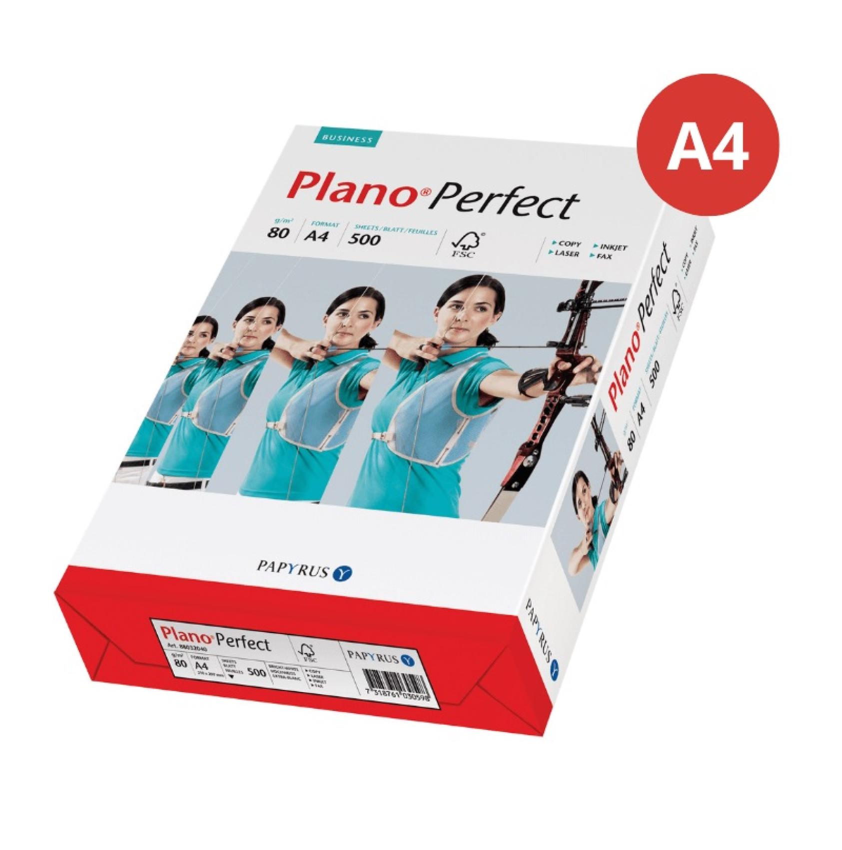 PLANO PERFECT "A" A4/80g xerografický papír/500 listů PLANO PERFECT "A" A4/80g xerografický papír/500 listů Xerografický papír A4 Plano Pefect je vysoce kvalitní bezdřevý papír pro každodenní použití v inkoustových i laserových tiskárnách a kopírkách.Vysoká bělost poskytuje optimální kontrast textu i grafiky